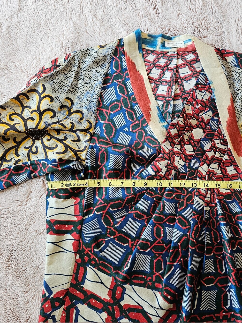 Dries Van Noten Silk Batik Pleated Short Sleeve Dress NWOT Made in Belgium Sz 42 - Picture 11 of 13